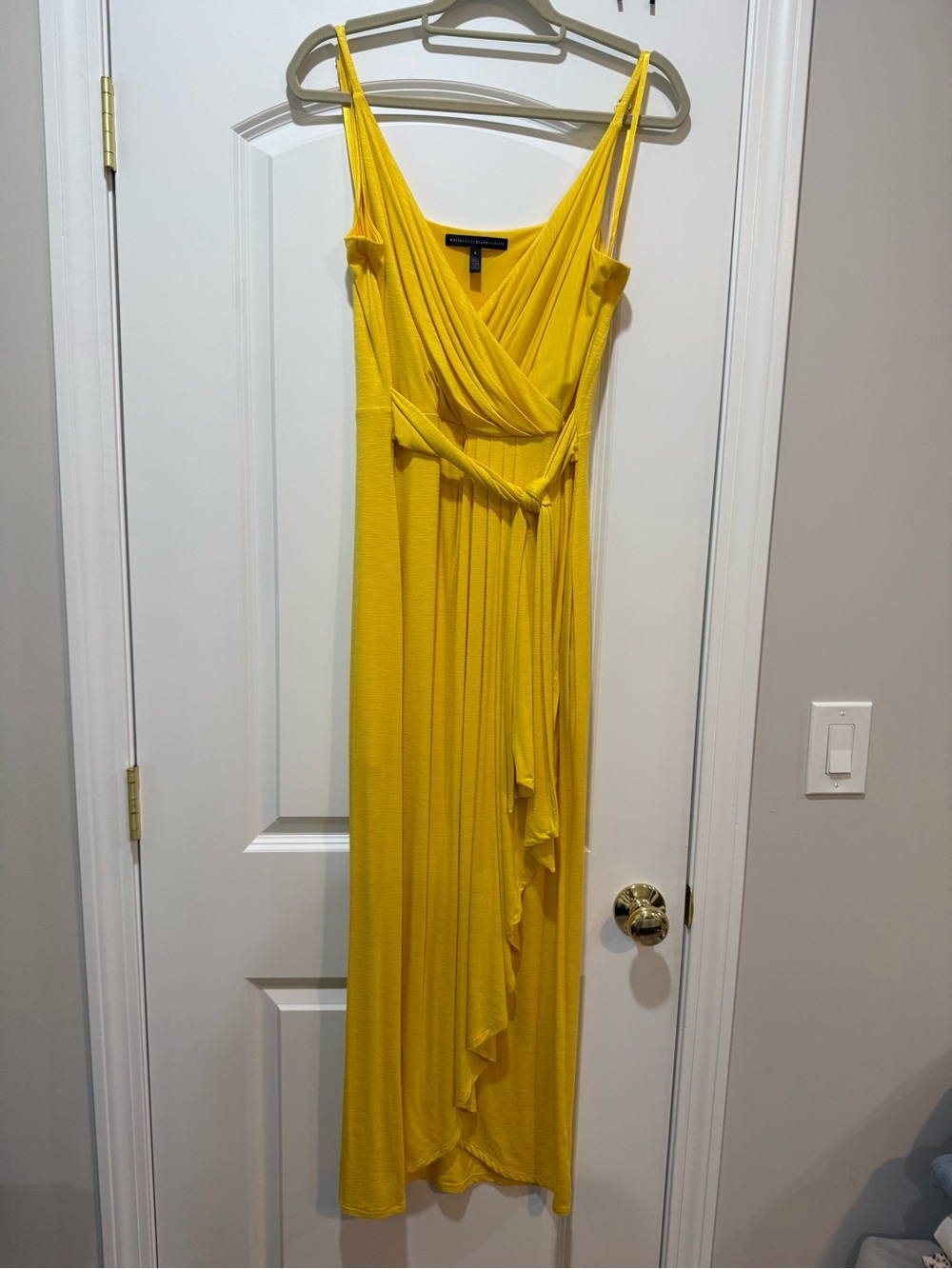 White House Black Market Yellow Wrap Maxi Dress